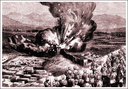 The ammunition store in the Bala Hissar explodes