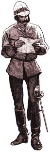 An officer of the 10th Hussars reviewing his orders