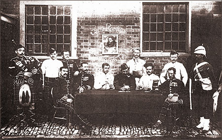 NCOs and men of the 72nd Foot at Parkhurst Barracks c.1882. Piper Donald Cameron stands far left.
