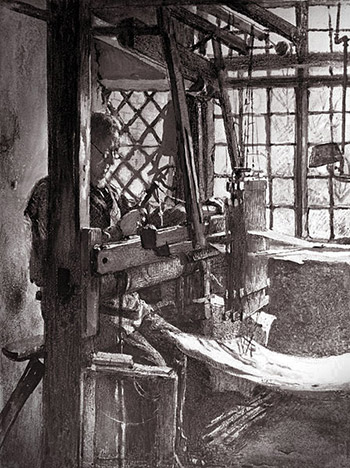 A hand loom weaver (Frederick W Jackson Manchester Art Gallery)