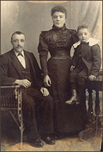 Tom Crowther with his wife, Margaret (Kinsman) and son John William, c.1900