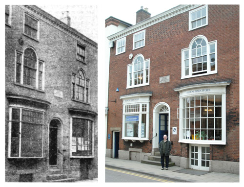5 Breadmarket Street, Lichfield, in 1953 (left) and 2004 (right) The tablet above the door was installed in 1898 and is dedicated to Elias Ashmole (1617-92) “Windsor Herald to Charles II. Founder of the Ashmolean Museum,