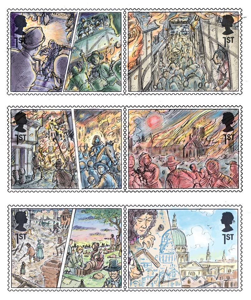 croughs for a set of Great Fire of London stamps